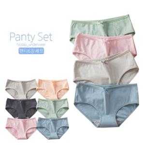 [노다지닷컴]면 스판 리본 요일팬티 6종세트