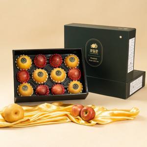 [과일꾼]보자기 동봉 사과배 혼합 선물세트 2호(5kg 사과6/배6)