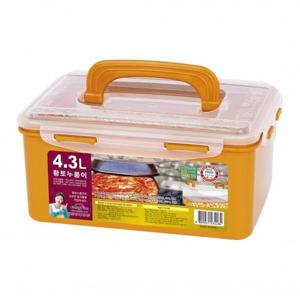 황토 밀폐용기 김치통 냉장고정리 보관용기 반찬통 4.3L