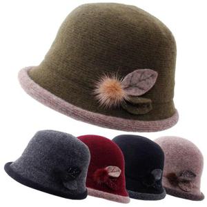 [나비드원]사이즈조절 울 니트 말림챙 벙거지 따뜻한 여성 엄마 겨울 방한 챙모자/Q-K0034