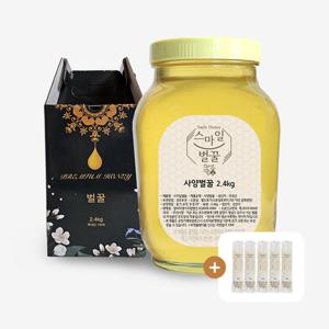 [선물포장] 스마일벌꿀 사양벌꿀 2.4kg x 2병(꿀스틱 5팩증정)