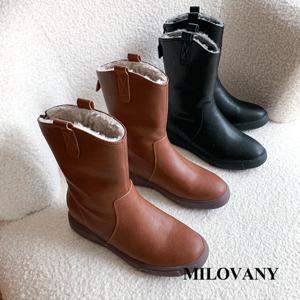 [밀로바니] 천연가죽  웨스턴 루버솔 퍼안감 키높이 쿠션 미들 부츠 5cm