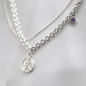 [애슬릿] 전체 925 실버 탄생석 코인 고방 체인 목걸이