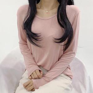 [반해써]라운드 찰랑 레이온 긴팔 티셔츠 T_YW374