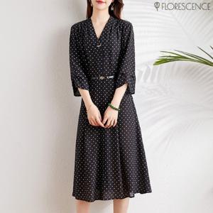 ★원피스+벨트★[플로레센스]잔도트브이넥쉬폰원피스+벨트