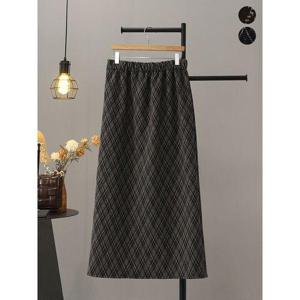 [모노시크]몽루아 융기모 체크 H라인 밴딩 스커트_MNSS212