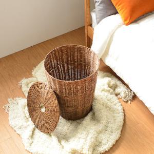 [홈앤하우스] 북유럽형 라탄 패턴 햄퍼 원형 60L