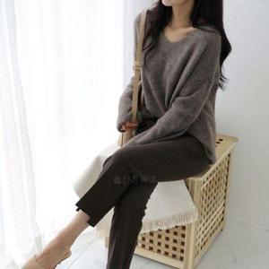 [옷자락]여자 가을 간절기 기지바지 스판 9부 데일리 슬랙스