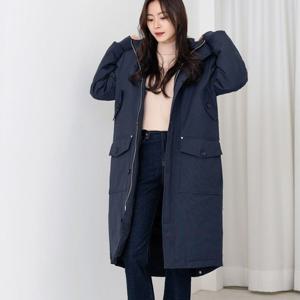여성 겨울 점퍼 방한 오리털 야상 롱패딩_다크네이비 (W9C4110)