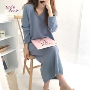 [쉬즈프리티]도로시브이넥니트원피스