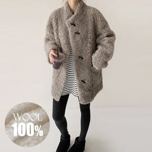 [무드무드] [양모100%] 센츠 뽀클 시어링 코트