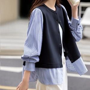 ★특가★블랙퀸] 조끼레이어드 줄무늬셔츠 blk003770