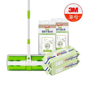 [3M]클립형 막대걸레+베이직 물걸레 60매+베이직 정전기 100매