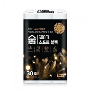 소프트블랙 화장지 두루마리 3겹 30M 30롤 팩 WFLOTGI