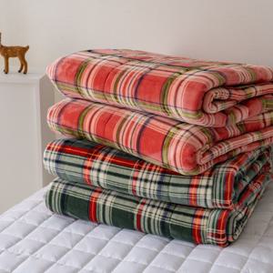 [몽쉐어] 페인체크 밀크 극세사 침대패드 SS 2color