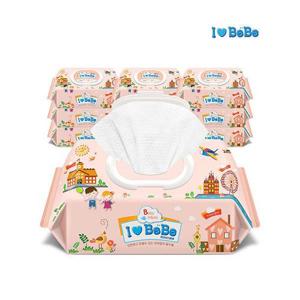 [아이러브베베]피치 도톰엠보 100매 10팩 캡형 아기물티슈