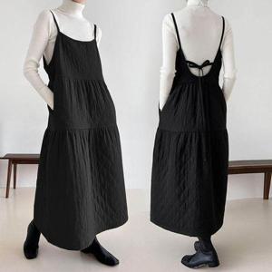 [보리맘]겨울 누빔 뷔스티에 패딩 롱 원피스 여성 빅사이즈