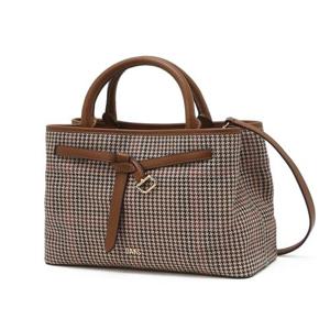 [하운드투스체크] 브라운 리본 포인트 자카드 토트백 M (DCBA5F995W2)