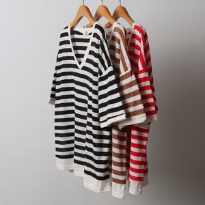 빅사이즈사랑해요 I934L207 스판단가라V넥반팔티 CS