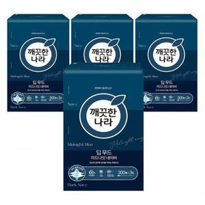 갤러리아_깨끗한나라 딥무드 미드나잇 네이비 미용티슈 300매 3입x4팩