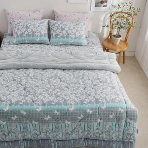 따뜻한 5밀리 잔꽃 밍크극세사 이불베개세트 킹K 그레이