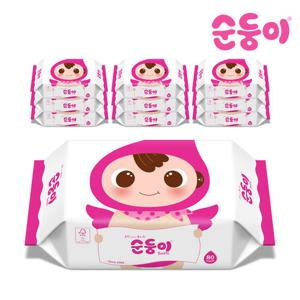 [순둥이]BR-01/베이직 물티슈 80매 리필형 10팩