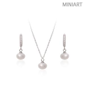 천연 담수진주 / 92.5 실버 목걸이 14K 골드핀 귀걸이