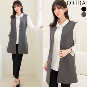 드리다 엄마옷 여성 정장 조끼 빅사이즈 라운드 롱 베스트 봄 가을 50-60대 중년 마담 하객 상견례 출근