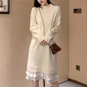 [오노마] ONM 가을 여성 프릴 폴라 니트 원피스 캐쥬얼 데이트룩