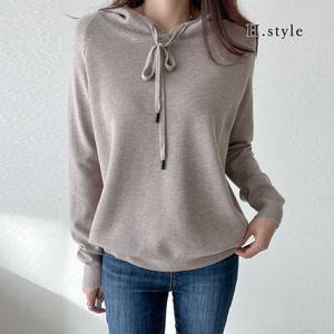 H스타일(WC)캐런와플후드니트티 가을 겨울 긴팔 니트티 가디건 스웨터 라운드 브이넥