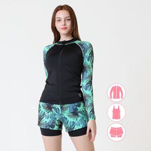 베이직엘르 여성인 트로피컬 집업 래쉬가드 세트 BEL-S213T