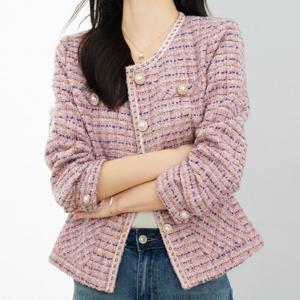 [몽벨리즈] *44~88사이즈* 핑크블리 진주트위드자켓 mde2301130
