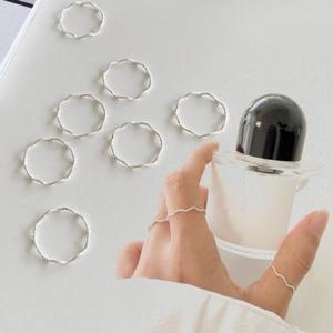 [머스트핑크][리본크림] 국산 은반지 웨이브 컷팅 92.5실반지 (8971687)