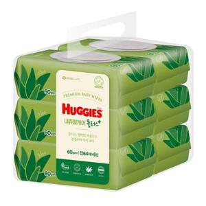 캡형물티슈 하기스 내츄럴케어 물티슈 캡형 64매 6개 세트 1P