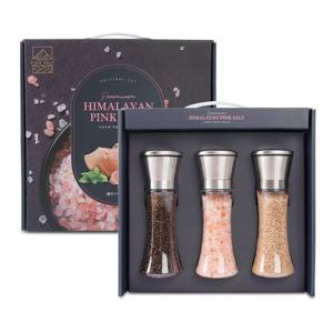 히말라야 핑크솔트 통후추 참깨 스테인레스 그라인더 3종 세트