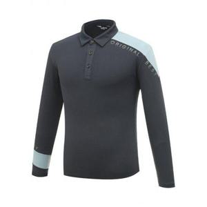 [디즈니골프][패플단독][디즈니골프]남성 언발 배색 레터링 긴팔 카라 티셔츠 DM3MTS003