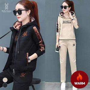 [이삐다]3종세트 벨라도나 겨울 여성 두툼한 패딩조끼+기모후드티+기모바지 Bon-2618