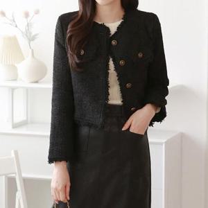 [페이릿] [~77까지]라이트 버튼 포인트 크롭 트위드 자켓