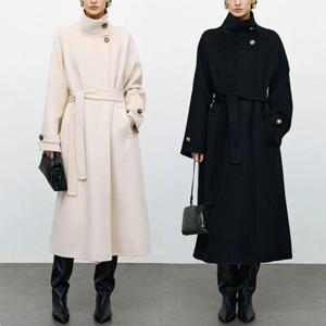 제로투올샵 / 겨울 더블 페이스 울 코트 여성용 중장기장  화이트 S