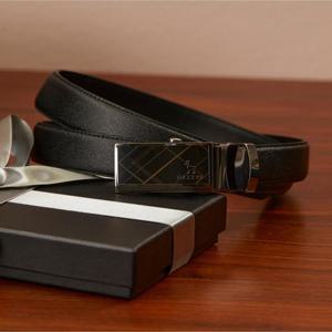 헤지스 액세서리 남성 [스테디셀러] 블랙 로고장식 소가죽 벨트  (WUBE4F981BK)