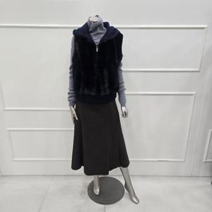 [미니멈]MZDKFV0970NA니트후드 배색 천연밍크 베스트