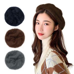 부드러운 앙고라원단 모자 겨울 여성 여자 베레모 (W77169A)