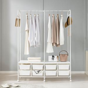 바스켓 행거 확장형 8단 옷장 스탠드 옷걸이 2단 시스템 드레스룸 서랍 철제 행거