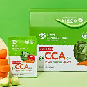 바론순수 CCA주스 100ml 30포 1박스/국내산 과채주스 NFC 저온착즙 사과 양배추 당근