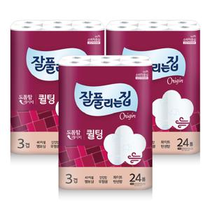 잘풀리는집 퀼팅 화장지 30m 24롤 3팩