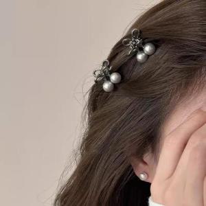 옆머리집게핀 소형집게핀 앞머리삔 작은 진주 큐빅