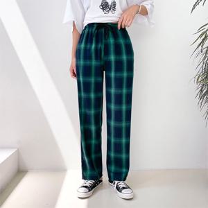 토마토팩토리[당일발송/남녀공용/빅사이즈~2XL] 일자 와이드 타탄 체크 밴딩팬츠(2color)