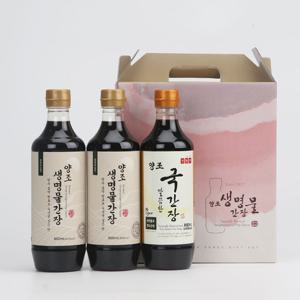 [신앙촌] 양조간장 선물세트 진 13-1호 (생명물간장 860mL×2 국간장 860mL×1)