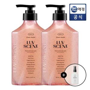 럽센트 스크럽바디워시 500ml 플라워마켓 2개+럽센트미스트 100ml 화이트셔츠