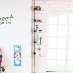 [도스인터내셔널] 국내생산 클램프 고정 코너선반 5단 (욕실선반)